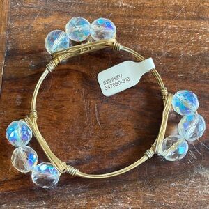 Elegant brass wire bangle  Crystal Beaded Bracelet